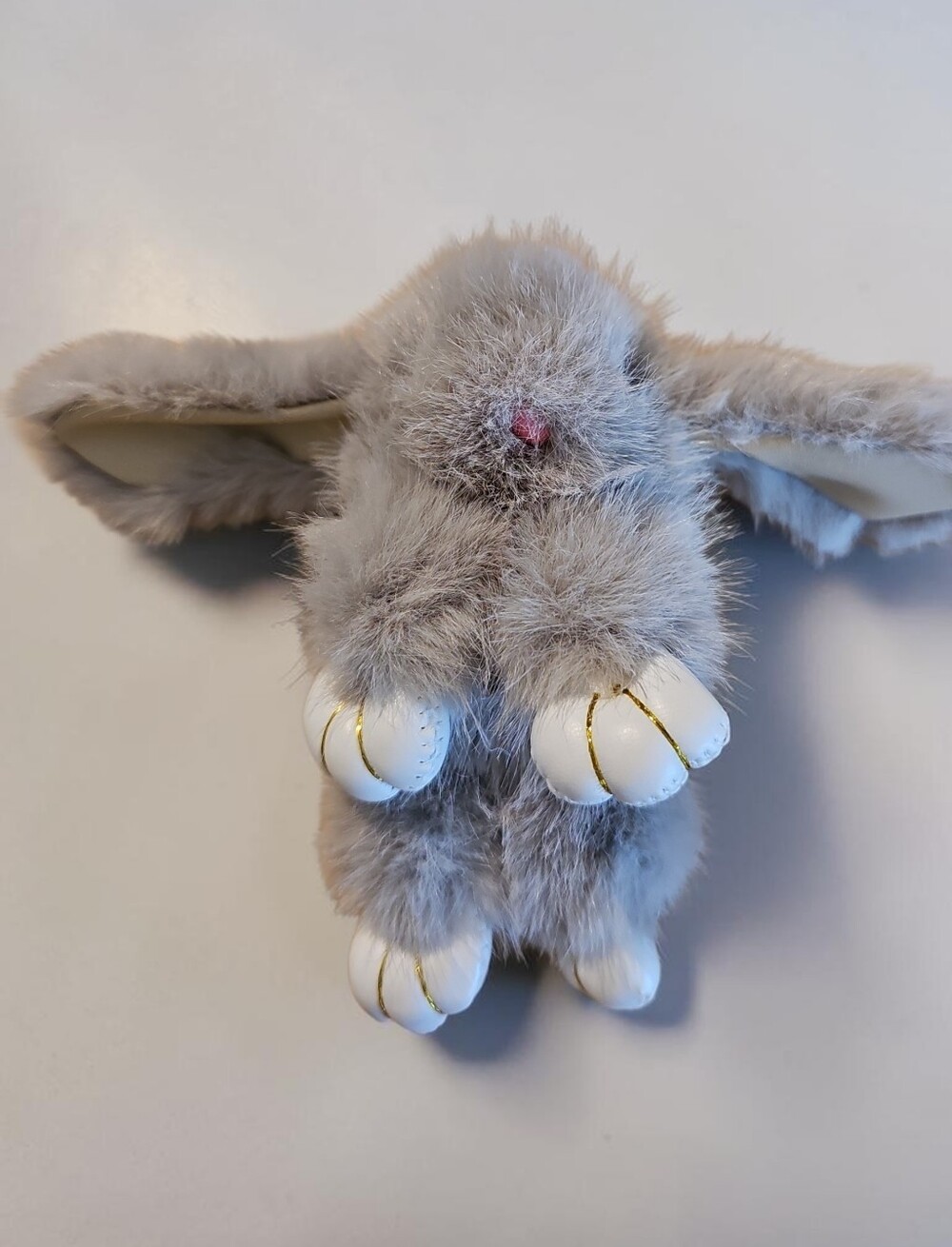 Sassified Boutique Nwt Plush Beige Bunny Keychain with White Paws